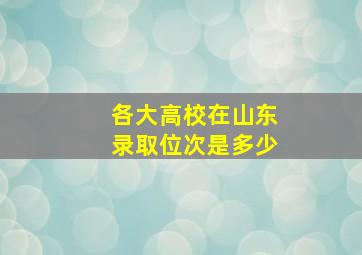 各大高校在山东录取位次是多少