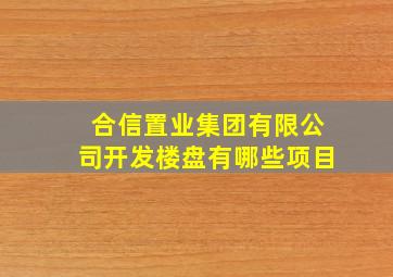 合信置业集团有限公司开发楼盘有哪些项目