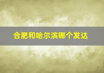 合肥和哈尔滨哪个发达