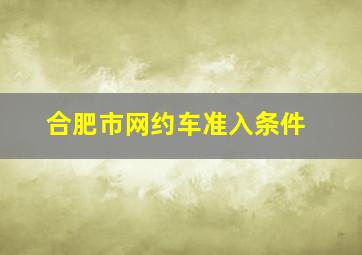 合肥市网约车准入条件