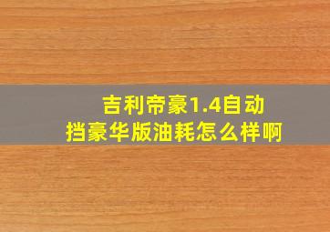 吉利帝豪1.4自动挡豪华版油耗怎么样啊