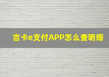 吉卡e支付APP怎么查明细