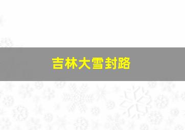 吉林大雪封路