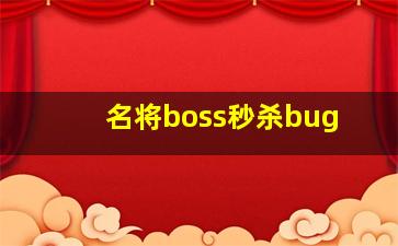 名将boss秒杀bug