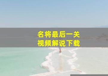 名将最后一关视频解说下载