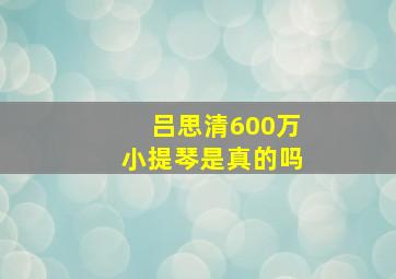 吕思清600万小提琴是真的吗