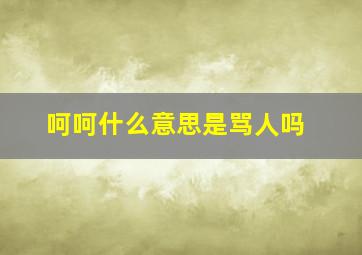 呵呵什么意思是骂人吗