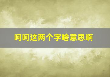 呵呵这两个字啥意思啊