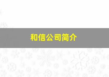 和信公司简介