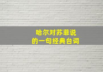 哈尔对苏菲说的一句经典台词