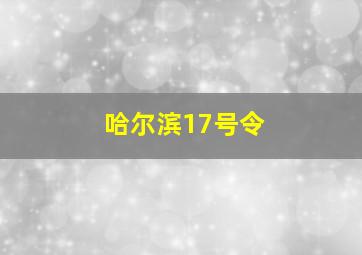 哈尔滨17号令