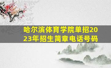 哈尔滨体育学院单招2023年招生简章电话号码