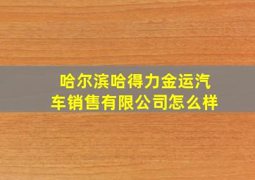 哈尔滨哈得力金运汽车销售有限公司怎么样