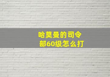 哈莫曼的司令部60级怎么打