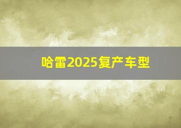 哈雷2025复产车型