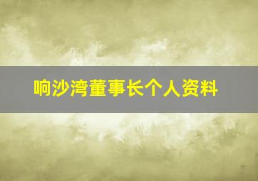 响沙湾董事长个人资料