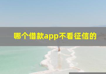 哪个借款app不看征信的