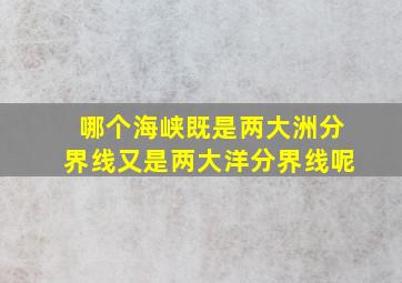 哪个海峡既是两大洲分界线又是两大洋分界线呢