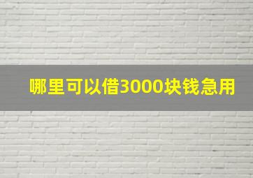 哪里可以借3000块钱急用