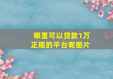 哪里可以贷款1万正规的平台呢图片