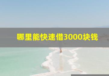 哪里能快速借3000块钱