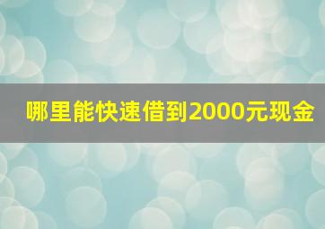 哪里能快速借到2000元现金