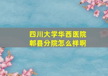 四川大学华西医院郫县分院怎么样啊