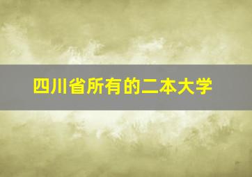 四川省所有的二本大学