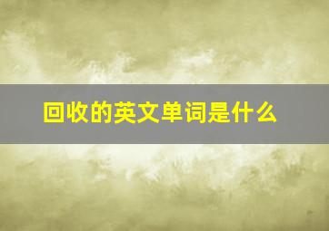 回收的英文单词是什么