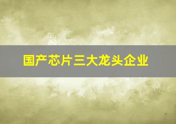 国产芯片三大龙头企业