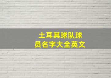 土耳其球队球员名字大全英文