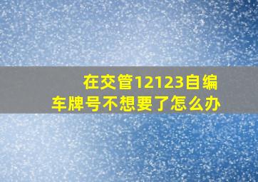 在交管12123自编车牌号不想要了怎么办