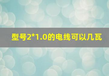 型号2*1.0的电线可以几瓦