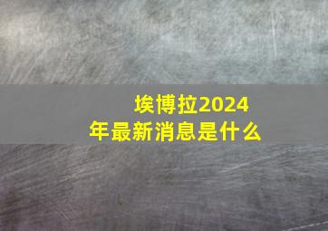 埃博拉2024年最新消息是什么