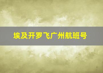 埃及开罗飞广州航班号