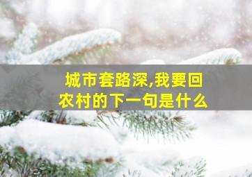 城市套路深,我要回农村的下一句是什么