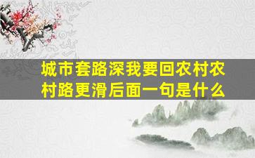 城市套路深我要回农村农村路更滑后面一句是什么