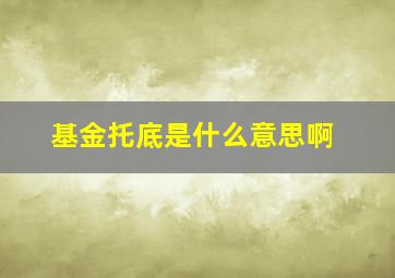 基金托底是什么意思啊