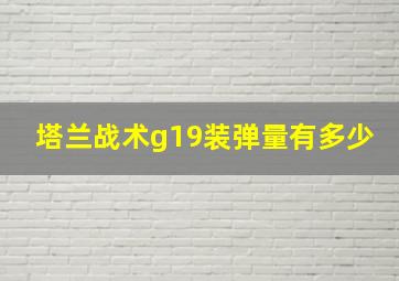 塔兰战术g19装弹量有多少