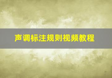 声调标注规则视频教程