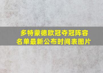 多特蒙德欧冠夺冠阵容名单最新公布时间表图片