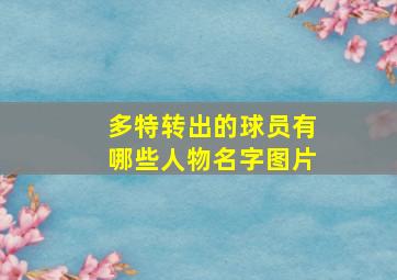 多特转出的球员有哪些人物名字图片