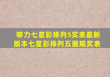 够力七星彩排列5奖表最新版本七星彩排列五画规奖表