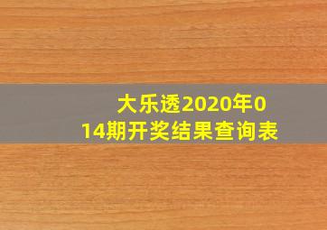 大乐透2020年014期开奖结果查询表