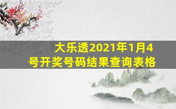 大乐透2021年1月4号开奖号码结果查询表格