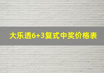 大乐透6+3复式中奖价格表