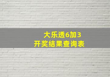 大乐透6加3开奖结果查询表