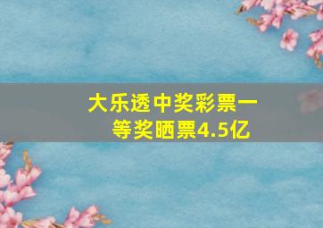 大乐透中奖彩票一等奖晒票4.5亿