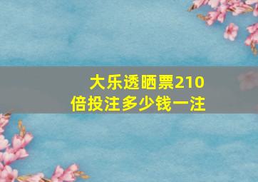 大乐透晒票210倍投注多少钱一注