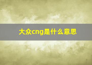 大众cng是什么意思